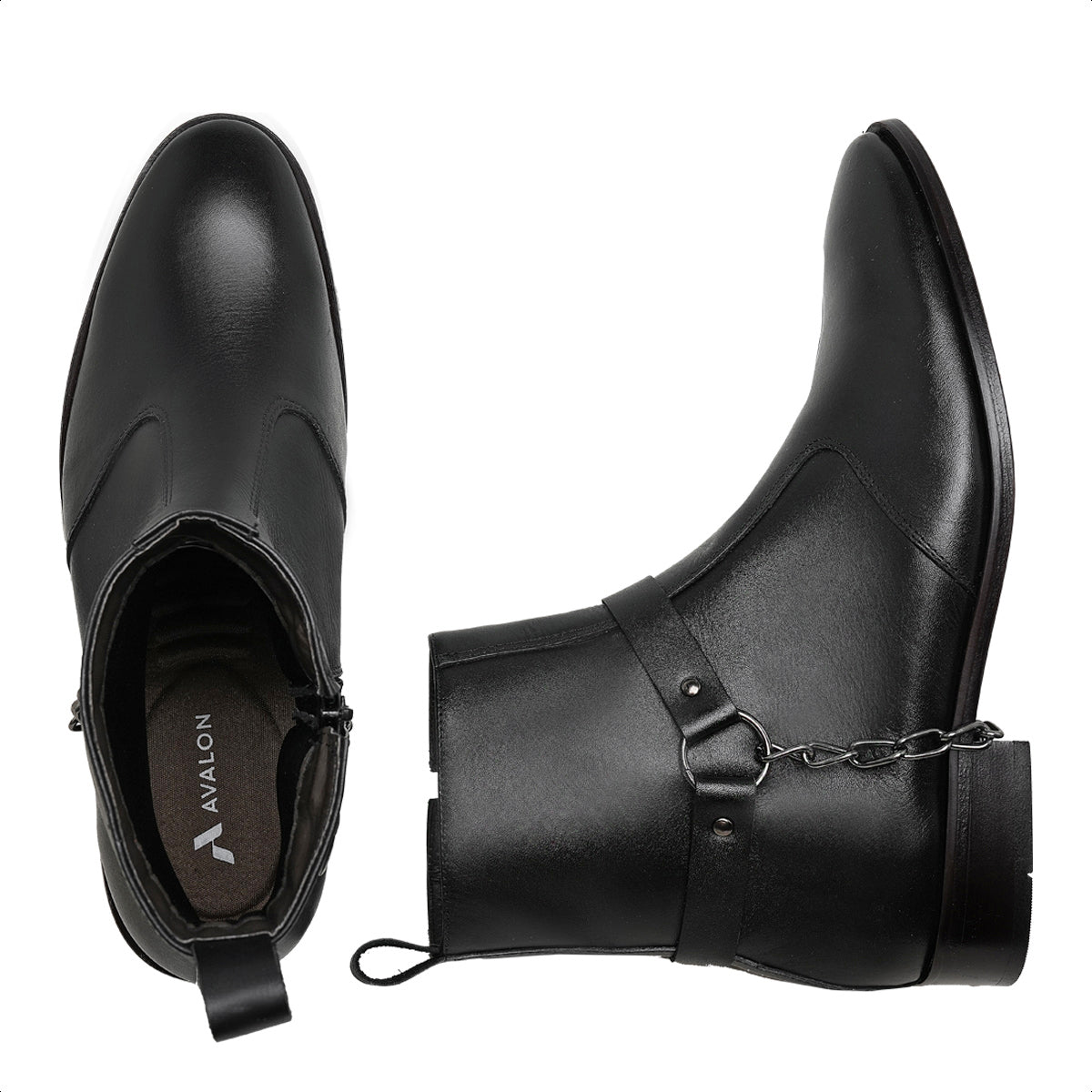 Black Eskel Leather Harness Boots