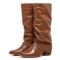 Cognac Siena Leather Slouch Boots