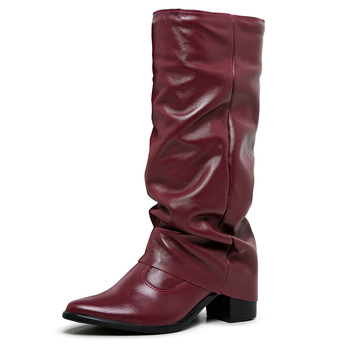 Burgundy Siena Leather Slouch Boots