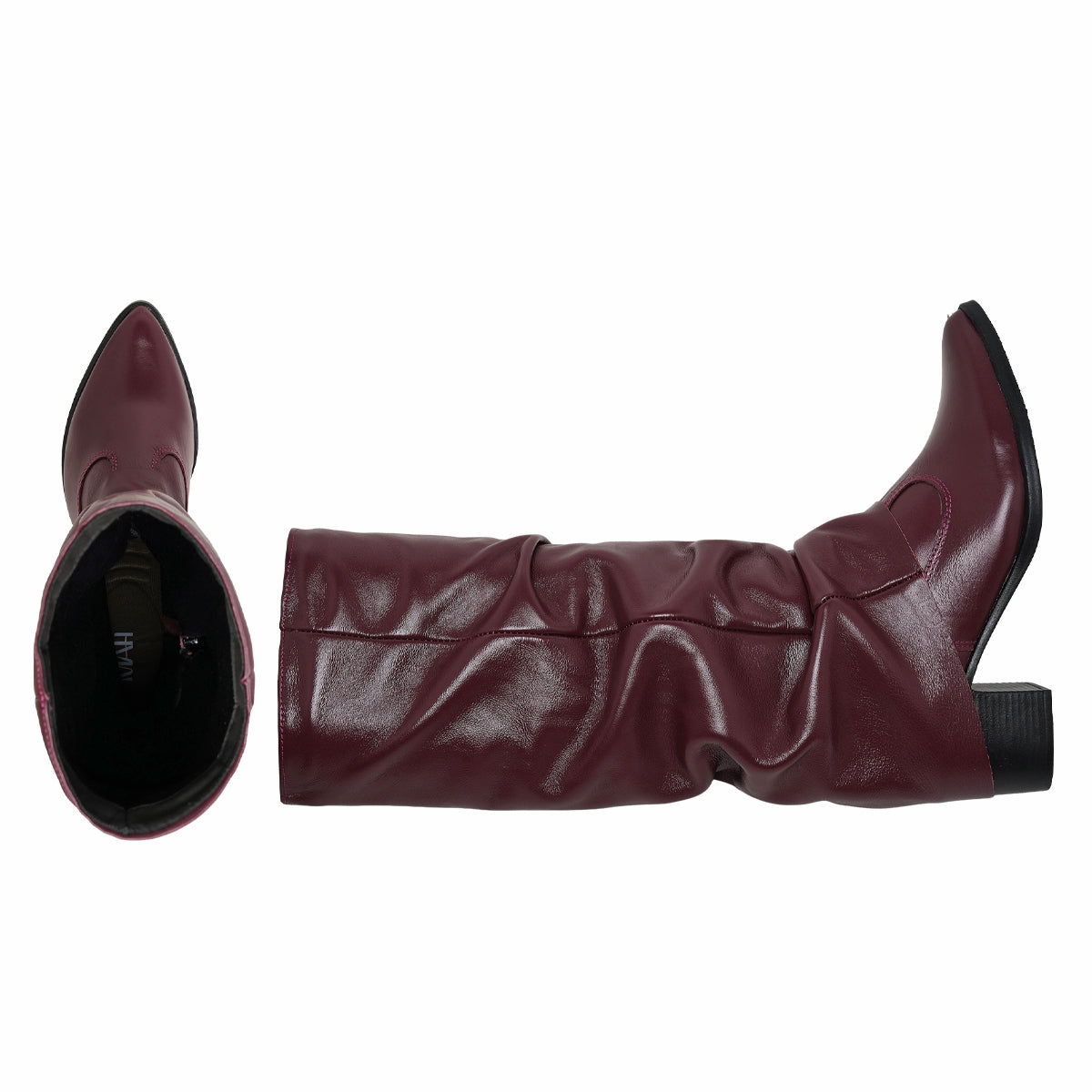 Burgundy Siena Leather Slouch Boots