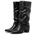 Black Siena Leather Slouch Boots