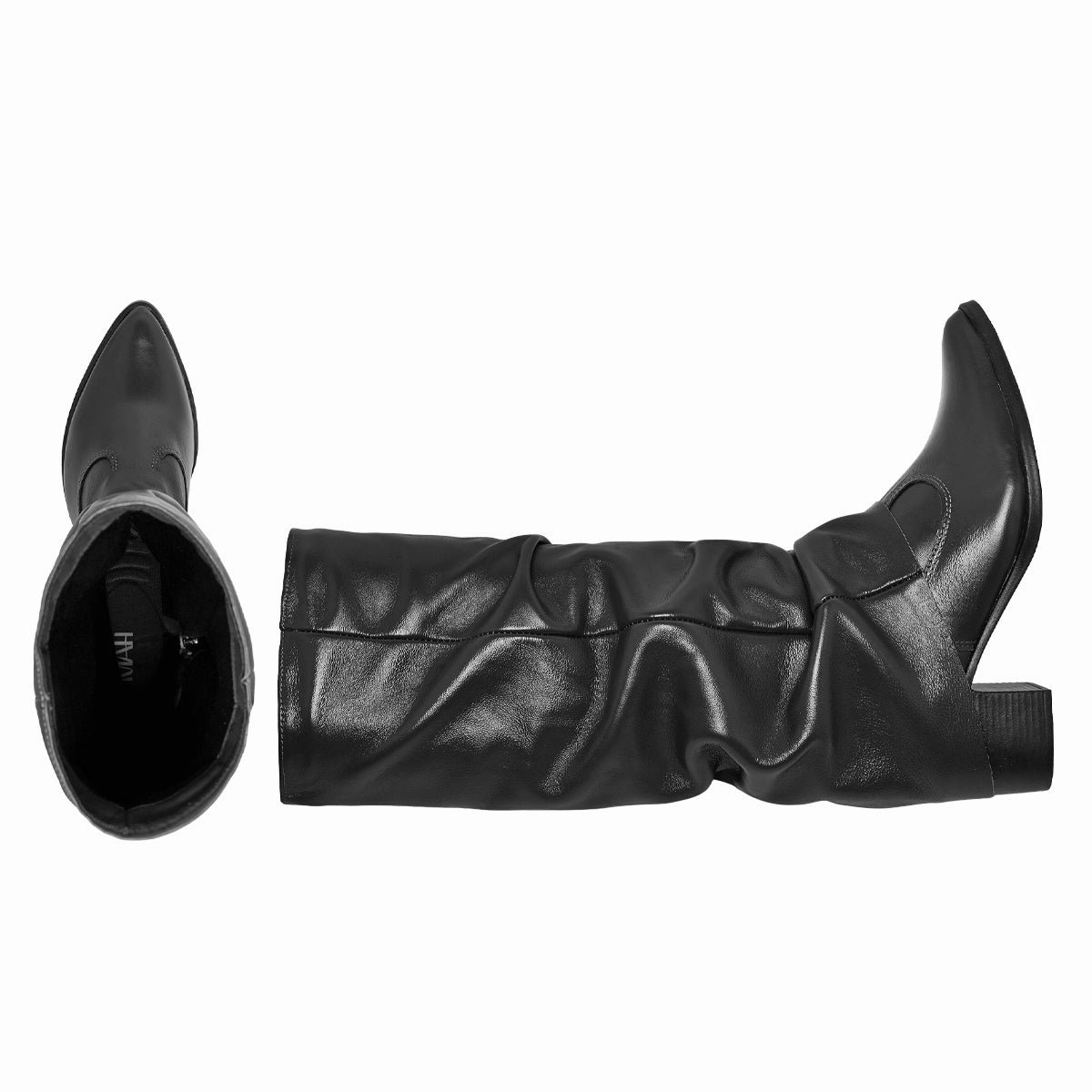 Black Siena Leather Slouch Boots