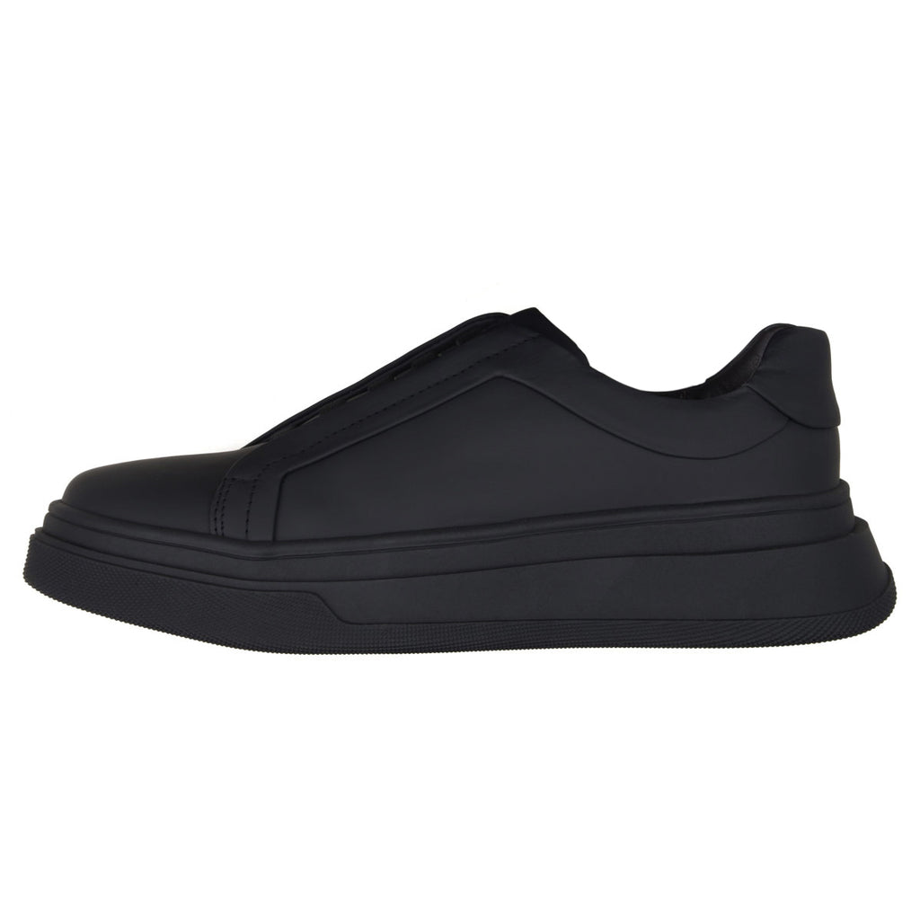 All Black Element Leather Slip-On Sneakers