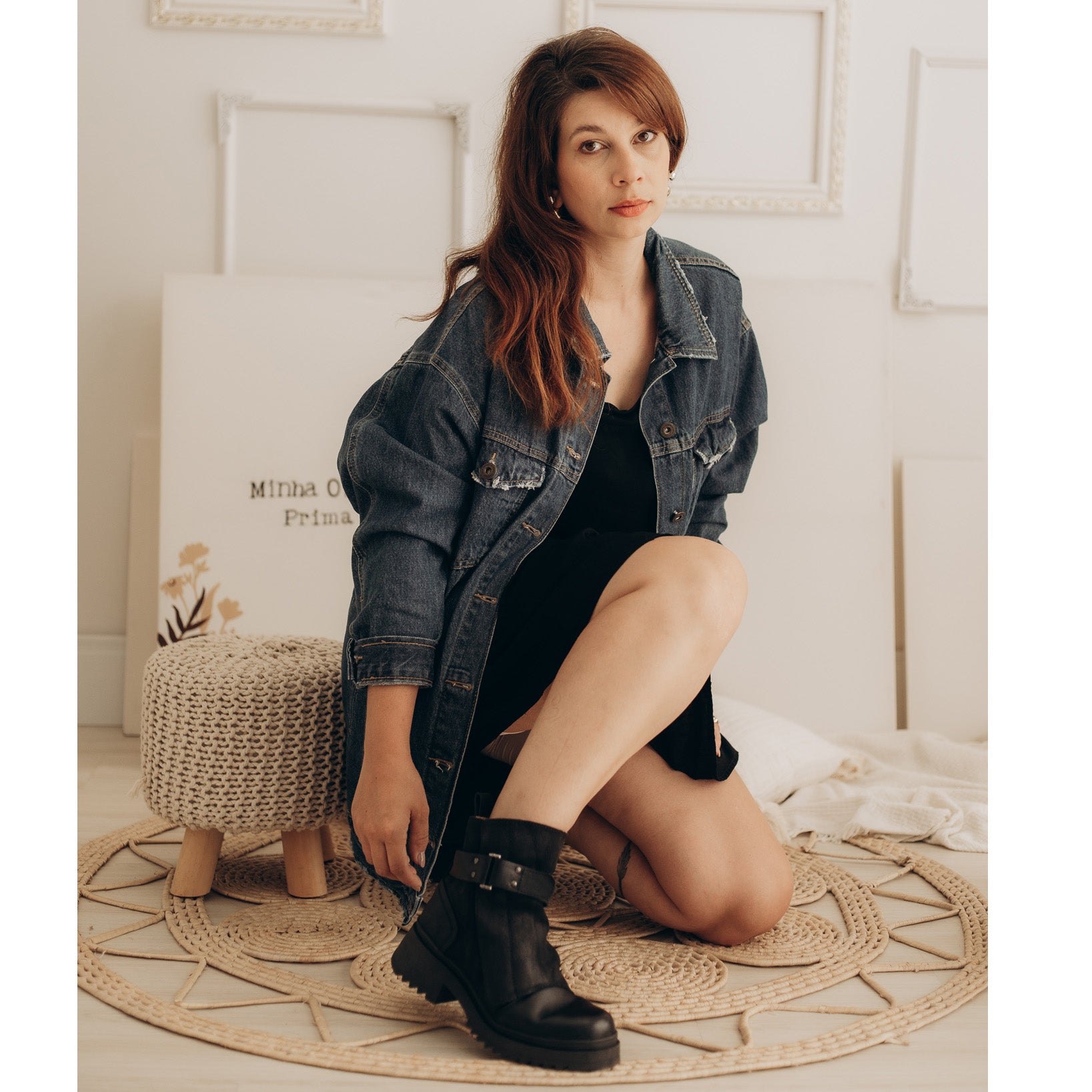 Black Ruby Leather and Suede Strap Boots