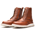 Cognac Donatello Leather Wingtip Boots