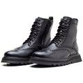 Black Donatello Leather Wingtip Boots