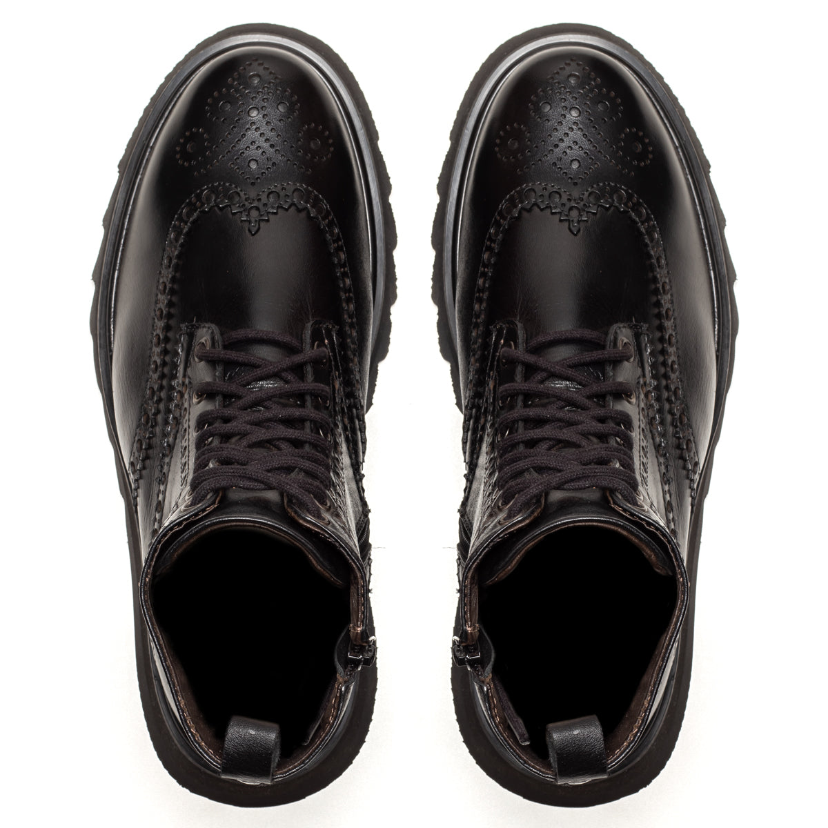 Black Donatello Leather Wingtip Boots