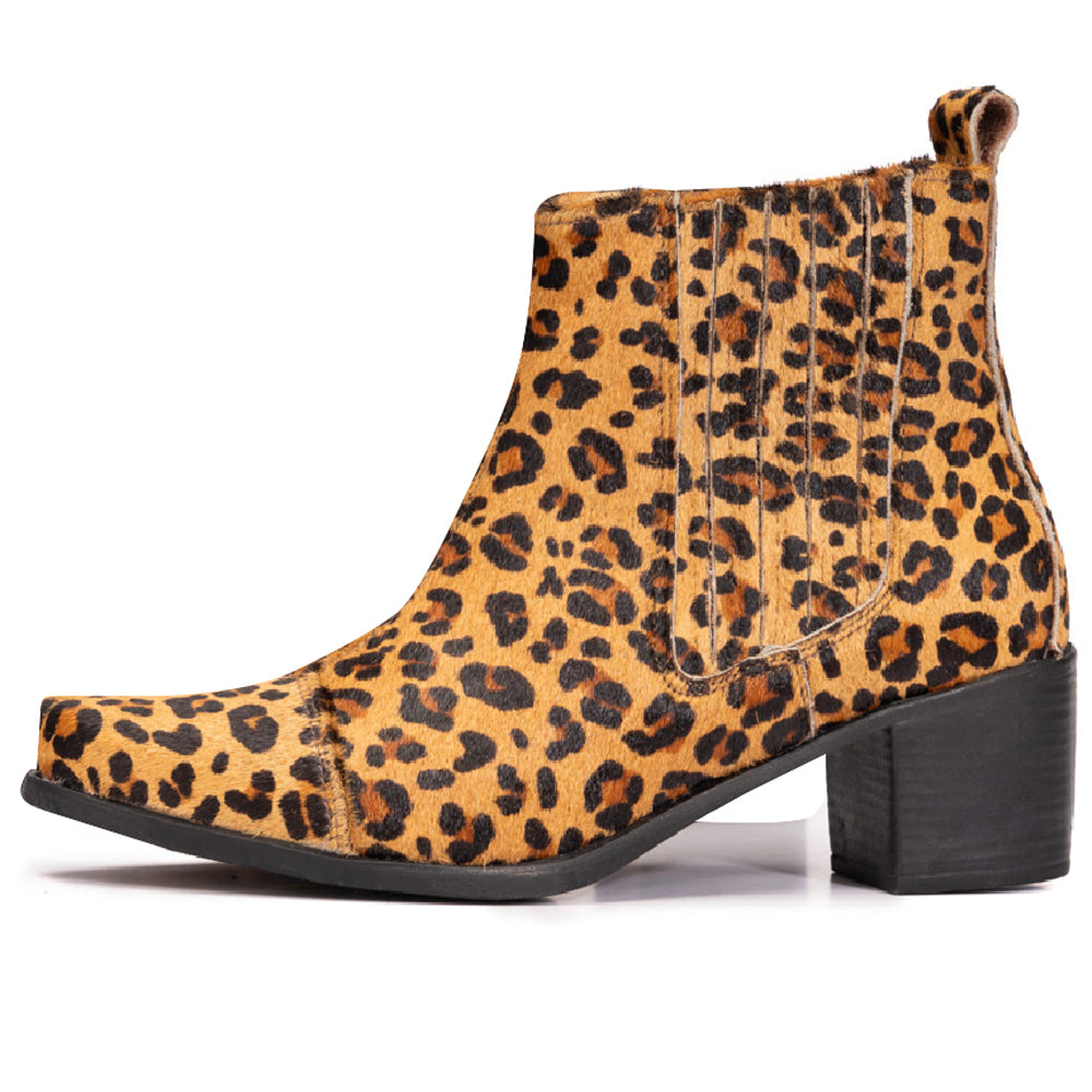 Leopard Mol Calf Hair Western Chelsea Boots