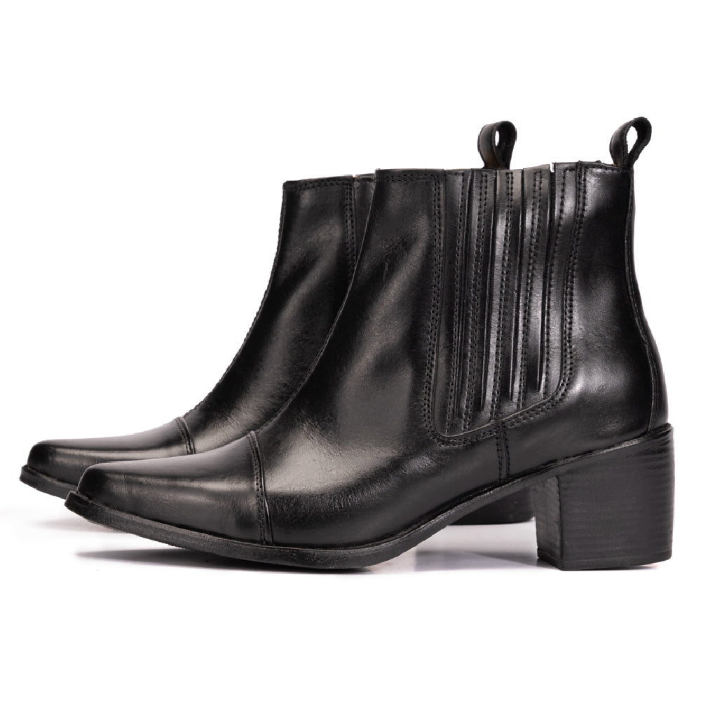 Black Mol Leather Western Chelsea Boots