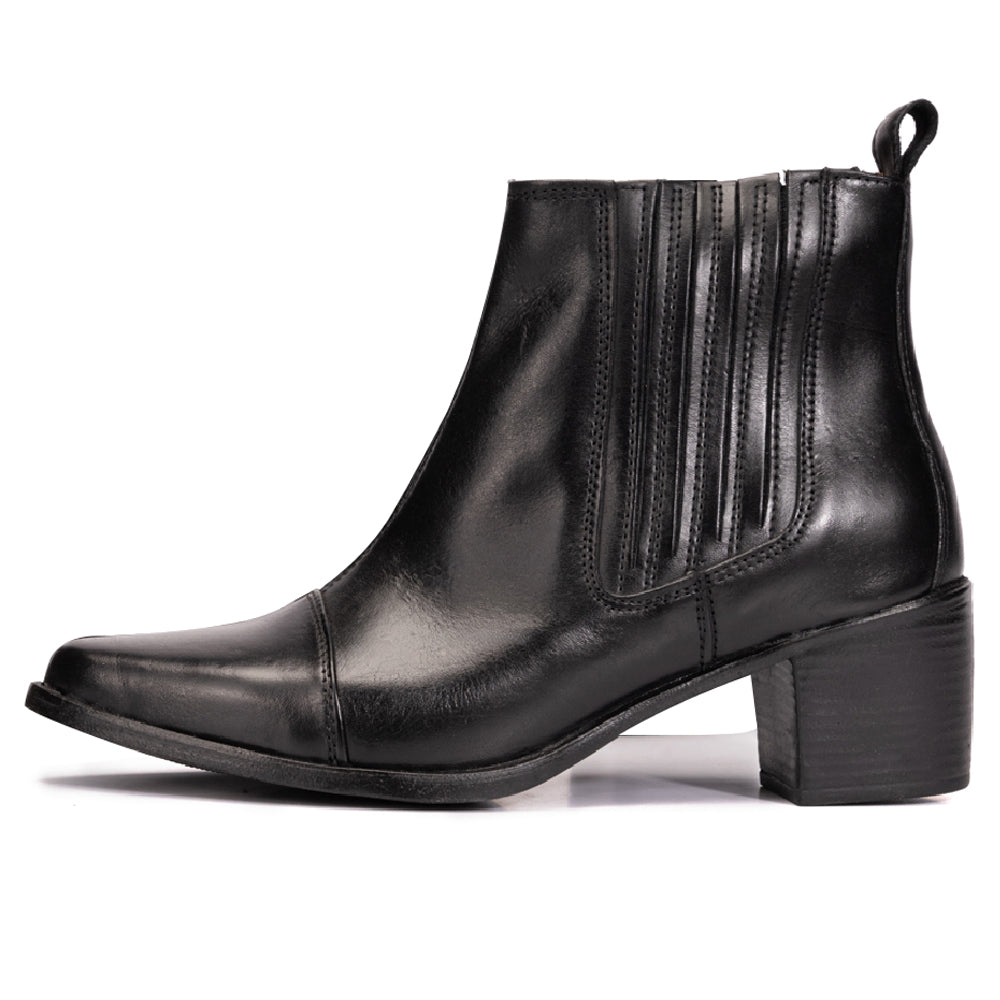 Black Mol Leather Western Chelsea Boots