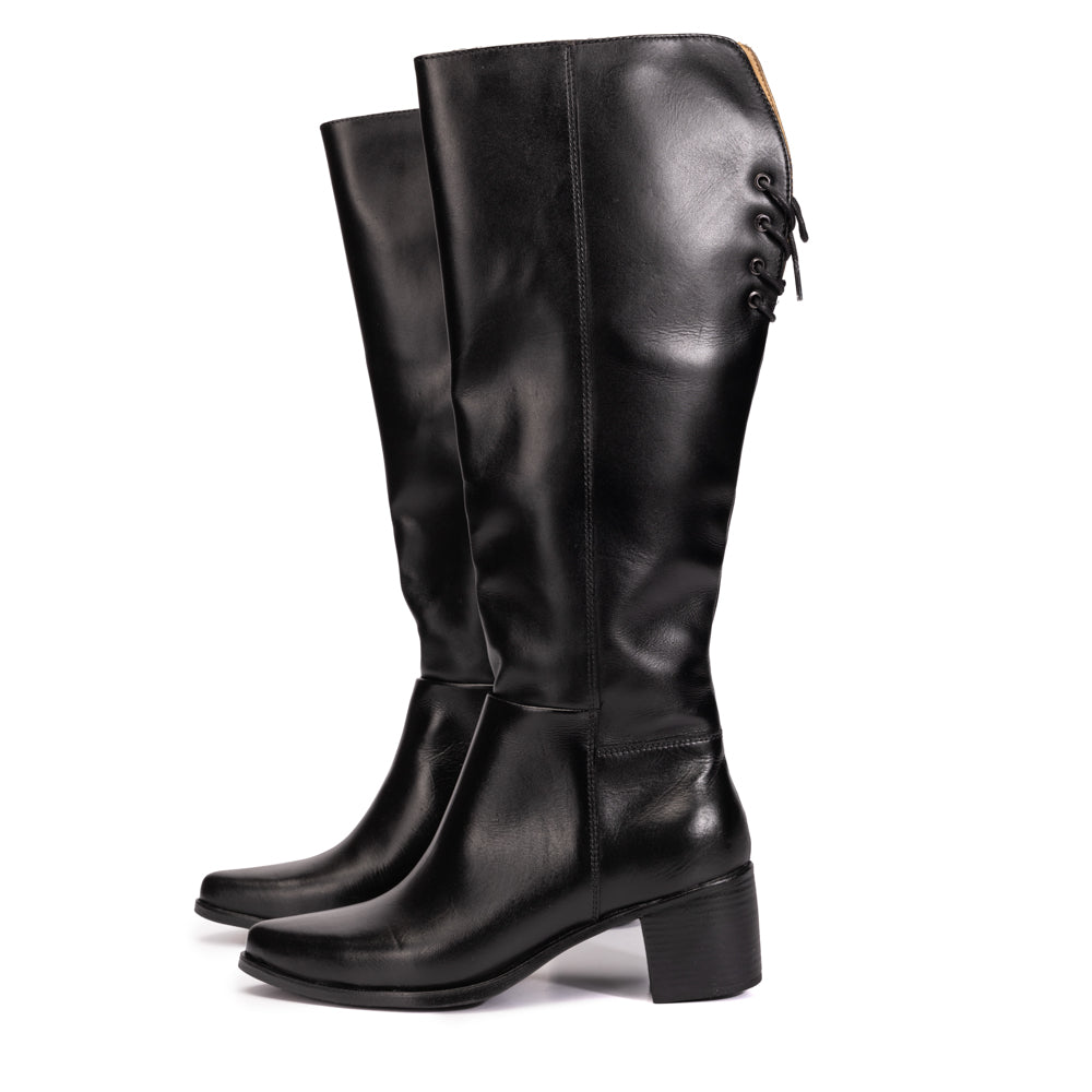Black Jill Leather Knee High Boots