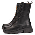 Black Yasmine Leather Combat Boots