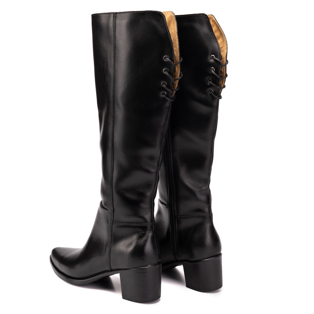 Black Jill Leather Knee High Boots