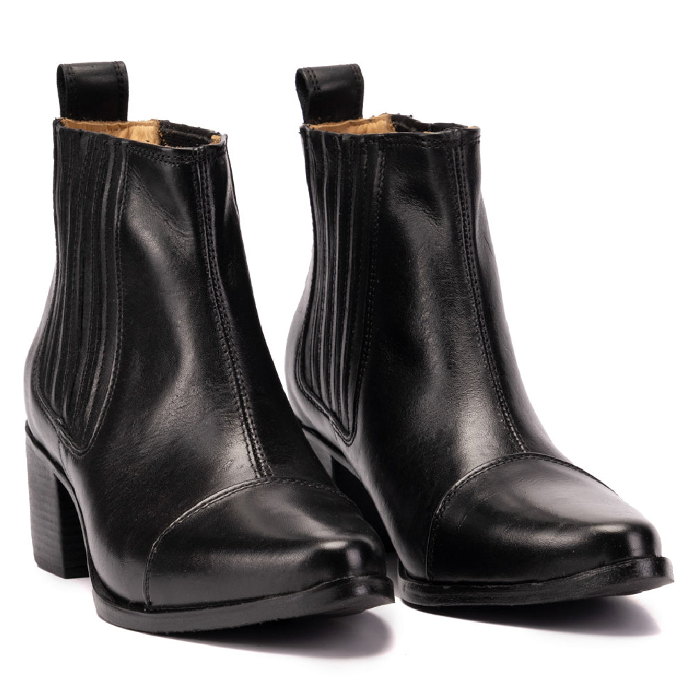 Black Mol Leather Western Chelsea Boots