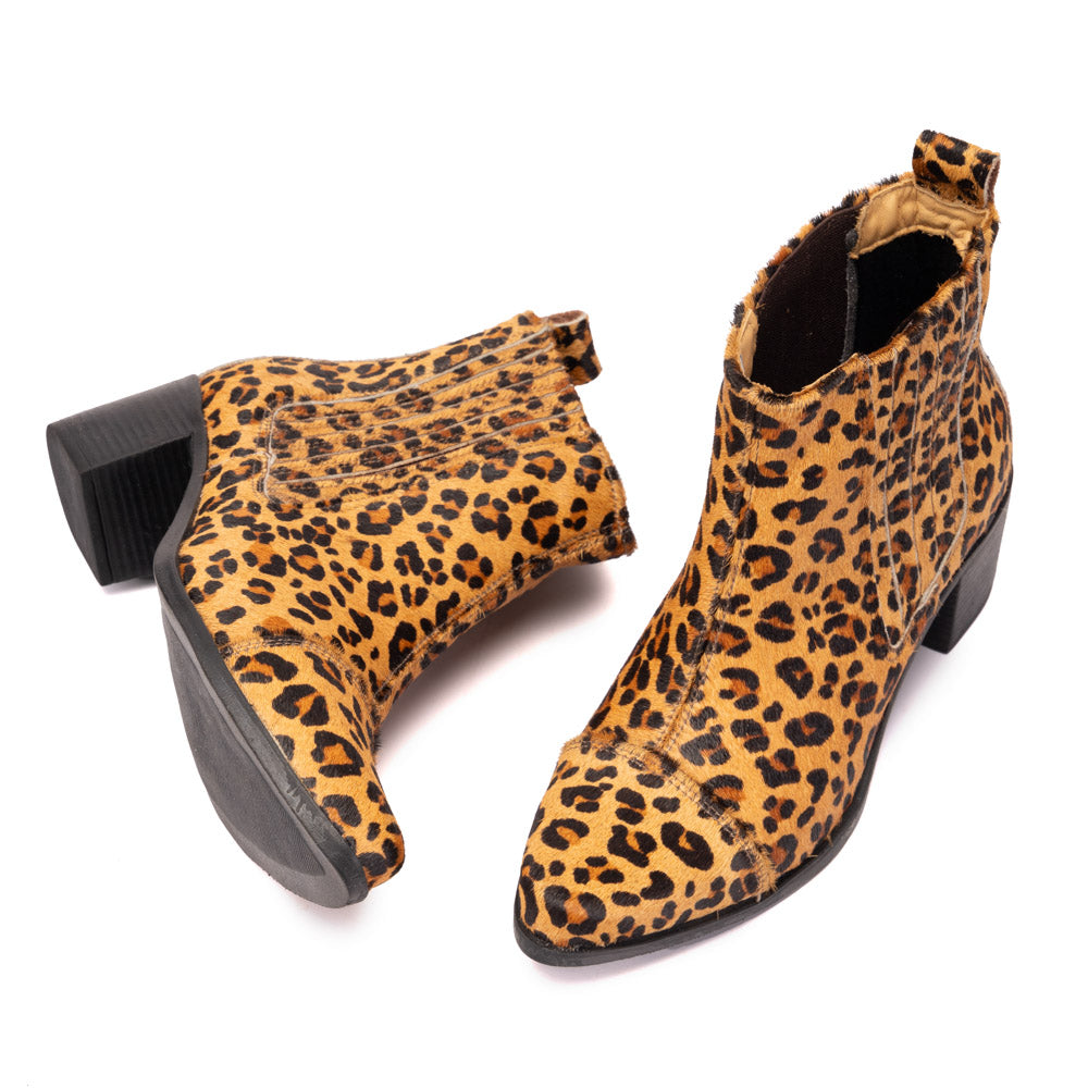 Leopard Mol Calf Hair Western Chelsea Boots