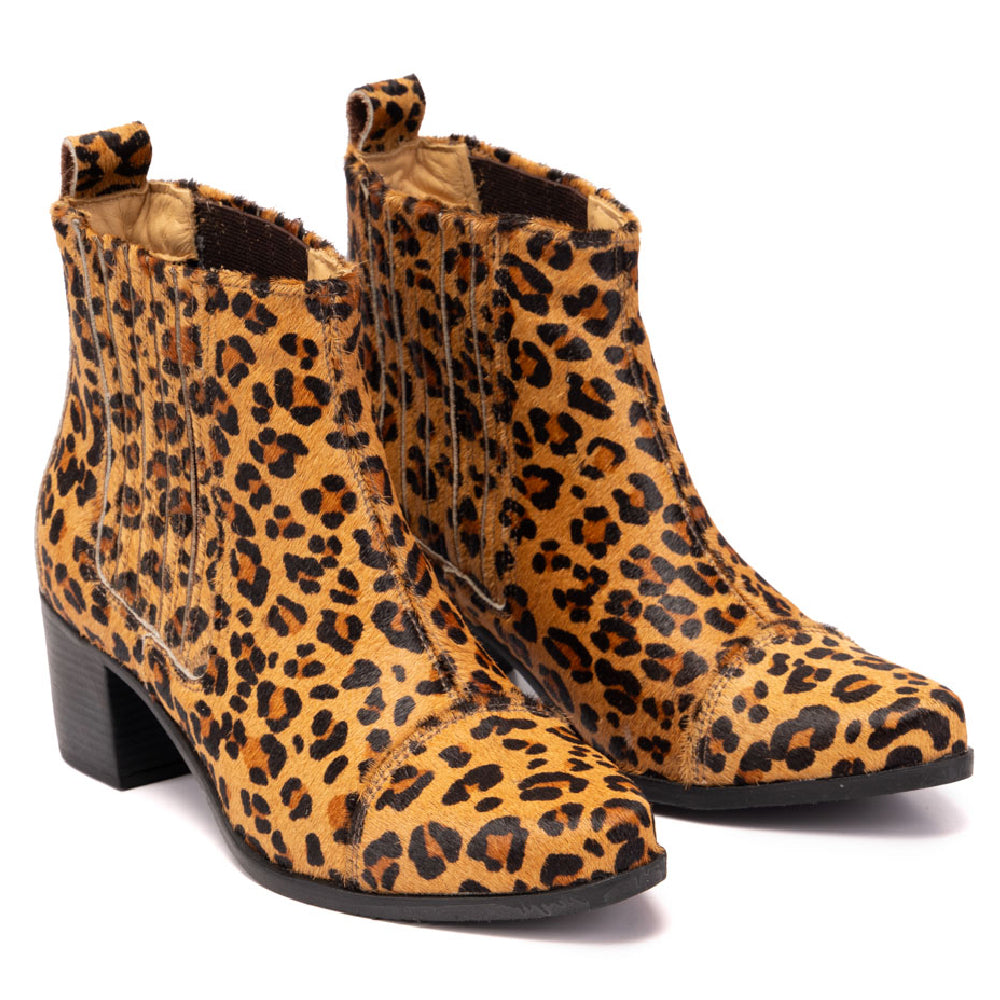 Leopard Mol Calf Hair Western Chelsea Boots