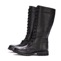 Black Khora Leather Lace-Up Knee High Boots