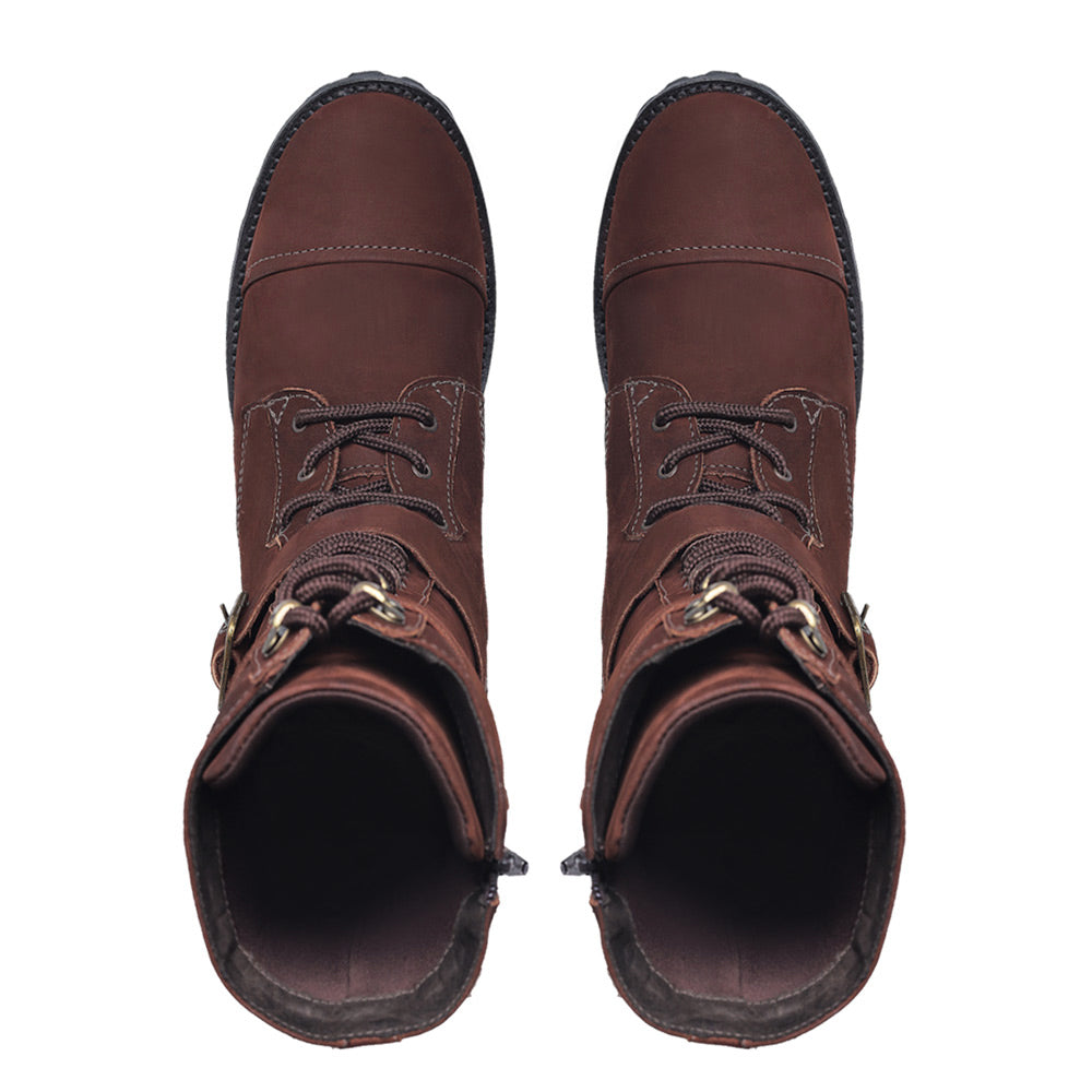 Chestnut Megie Leather Lace-Up Knee High Boots