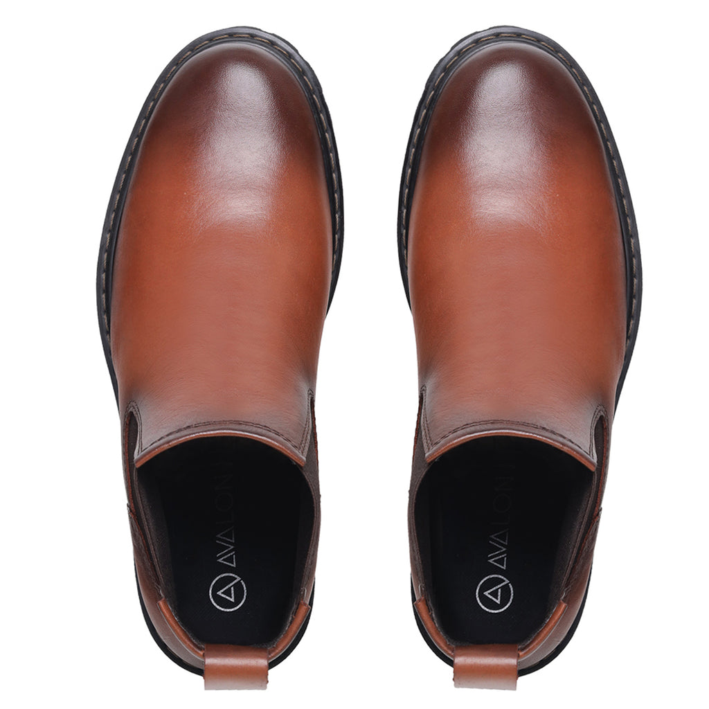 Cognac Thomas Leather Lug Sole Chelsea Boots