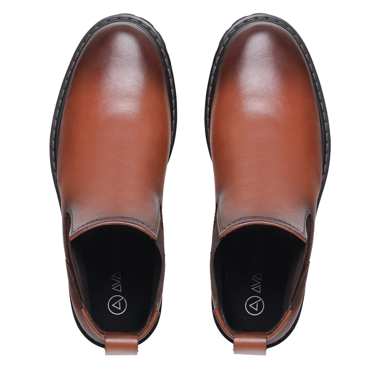 Cognac Thomas Leather Lug Sole Chelsea Boots