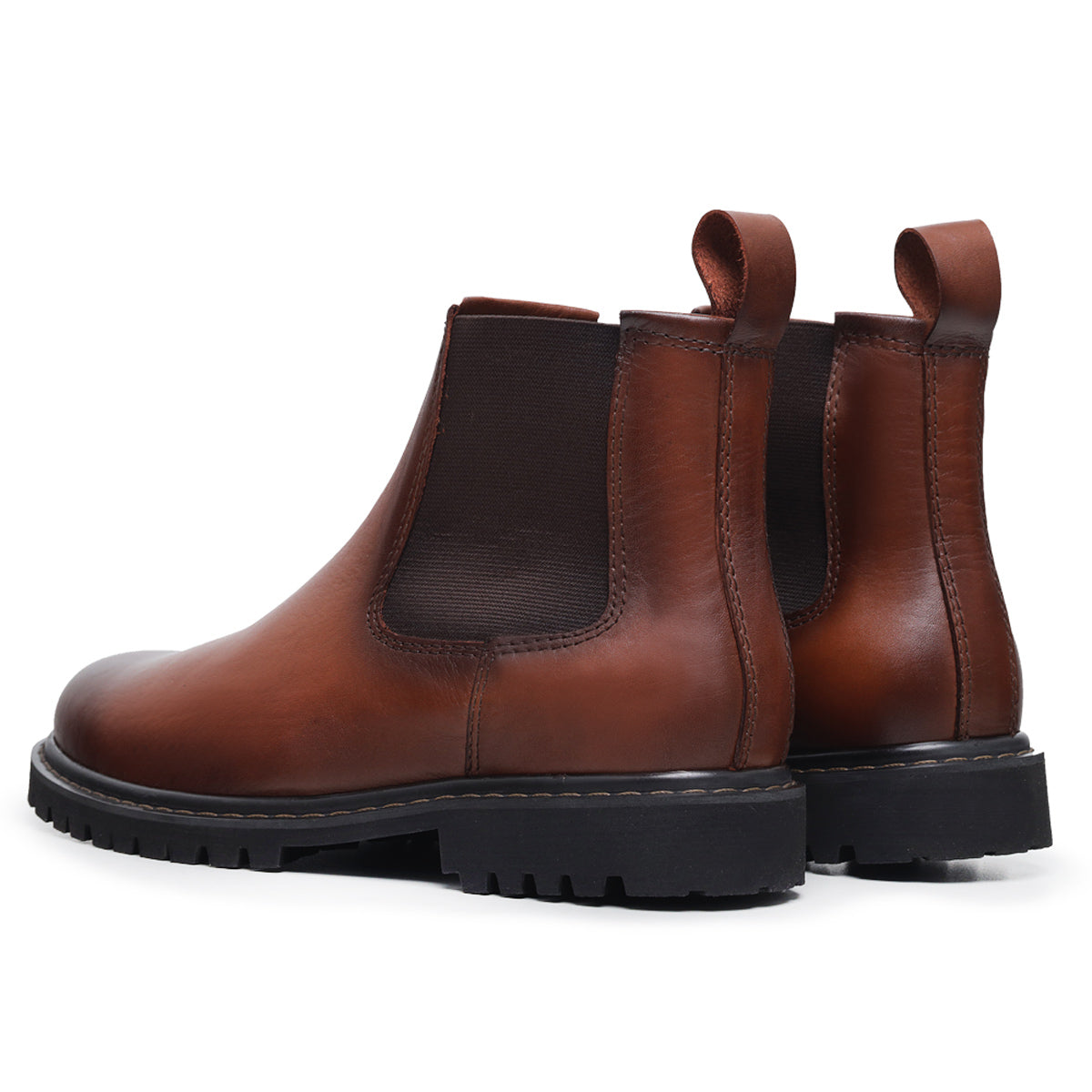 Cognac Thomas Leather Lug Sole Chelsea Boots