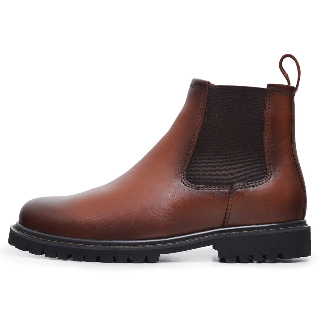 Cognac Thomas Leather Lug Sole Chelsea Boots