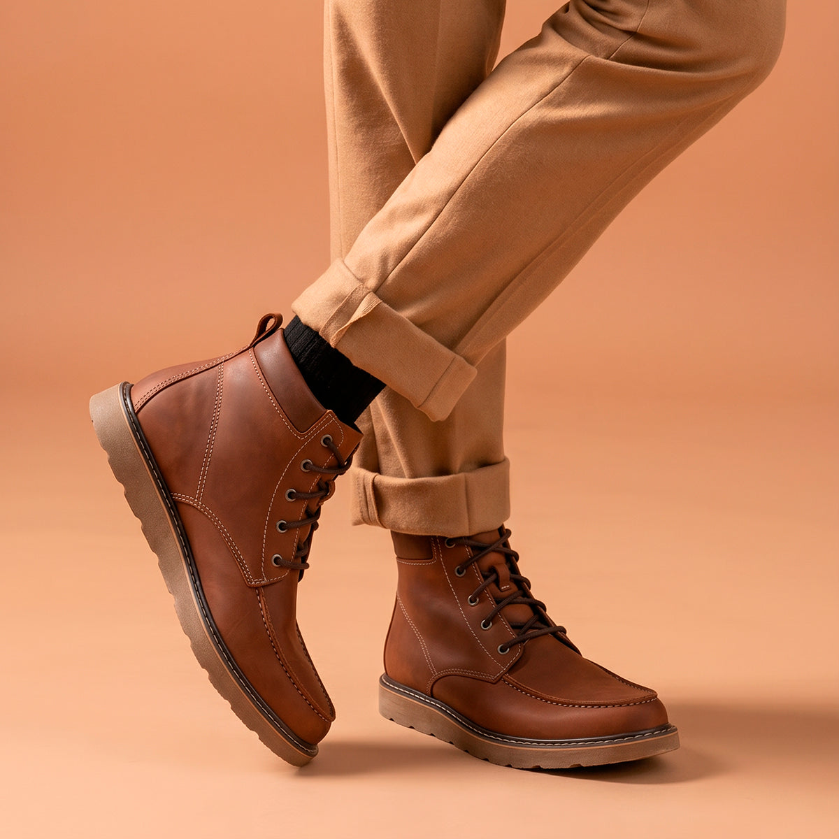 Whiskey Ibadan Leather Moc Toe Boots