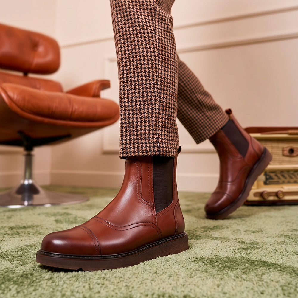 Cognac Mason Leather Chelsea Boots