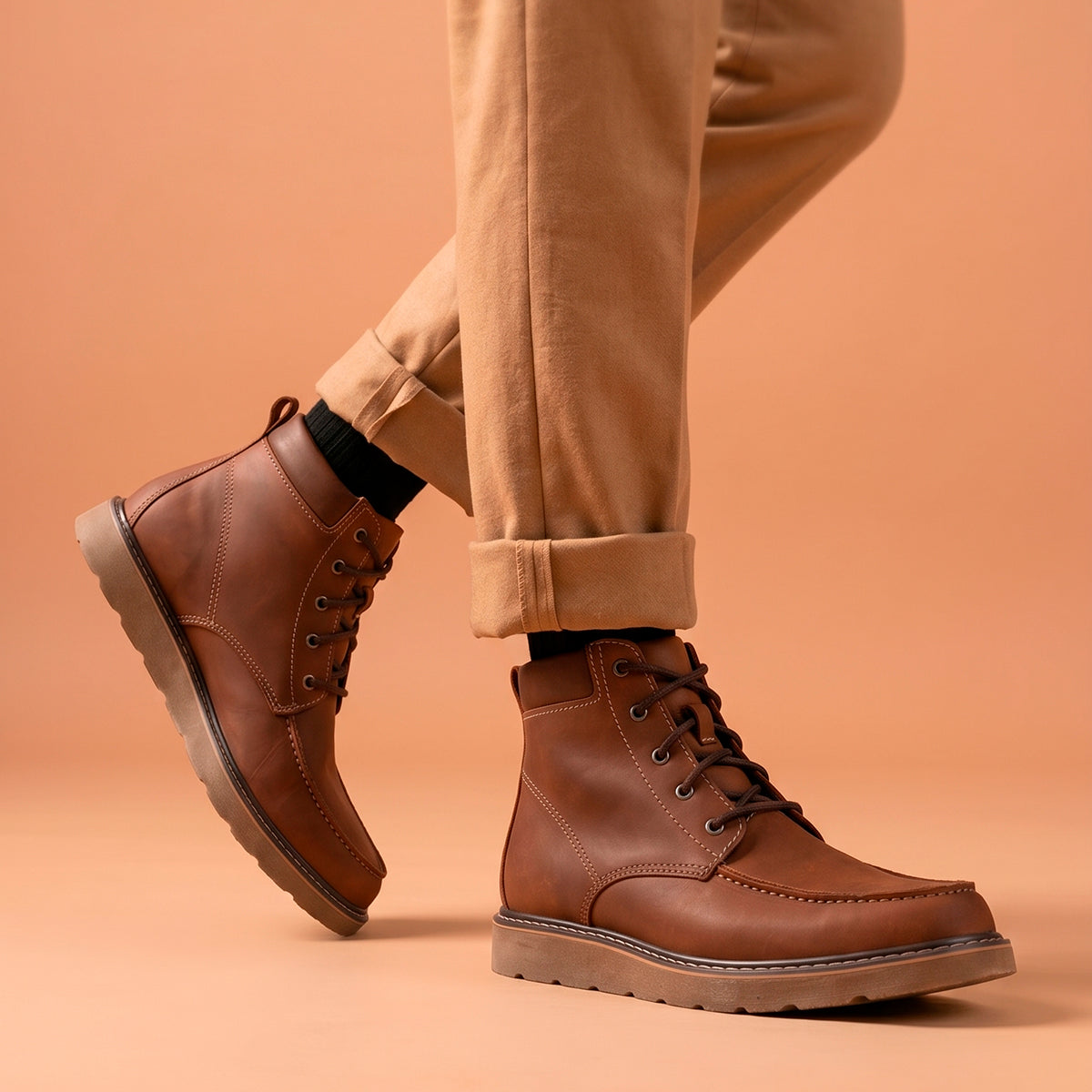 Whiskey Ibadan Leather Moc Toe Boots
