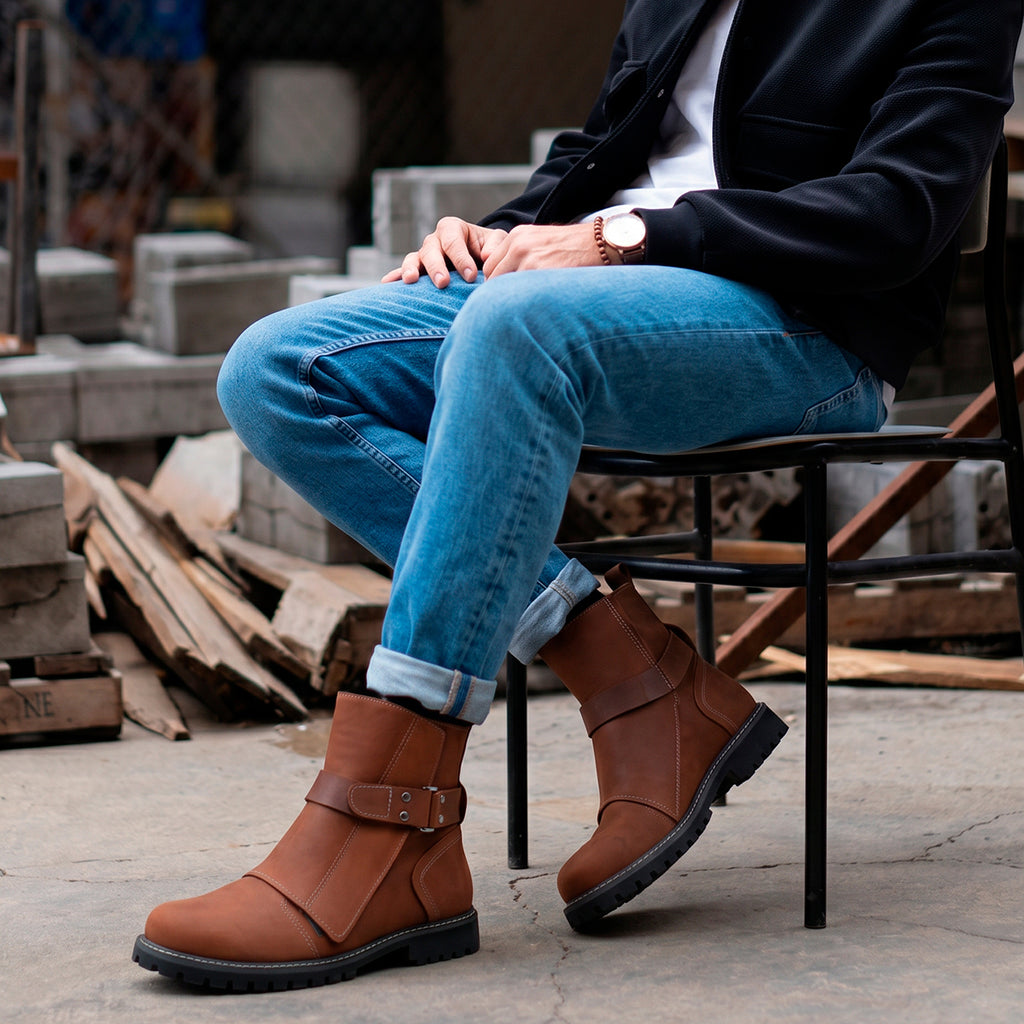 Chestnut Vedder Crazy Horse Leather Strap Boots