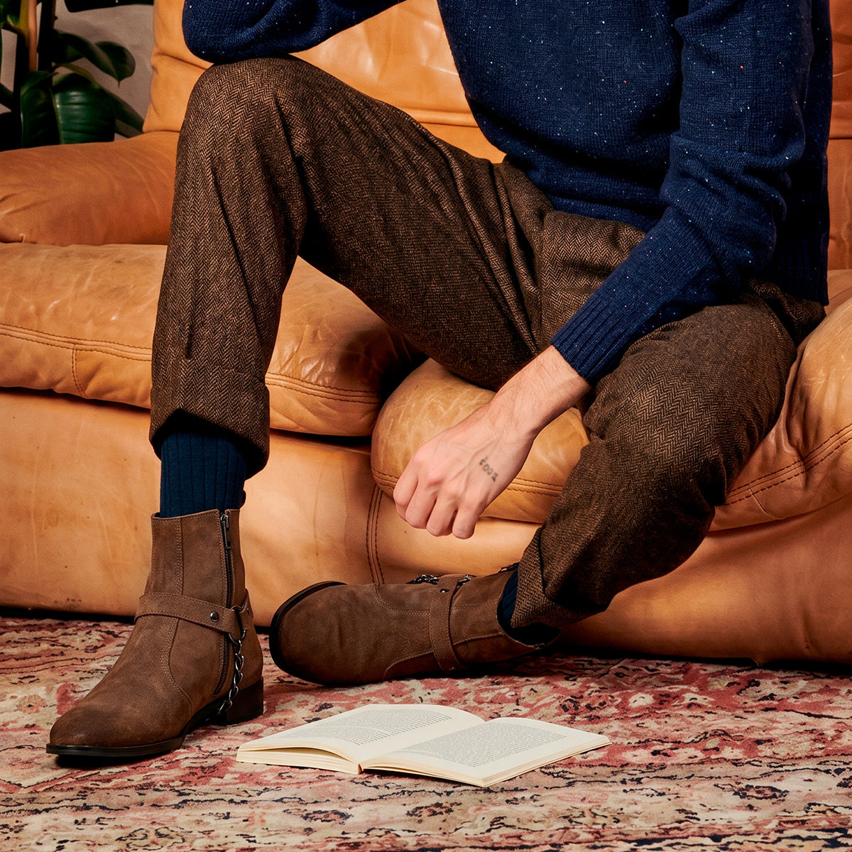 Tobacco Eskel Suede Harness Boots