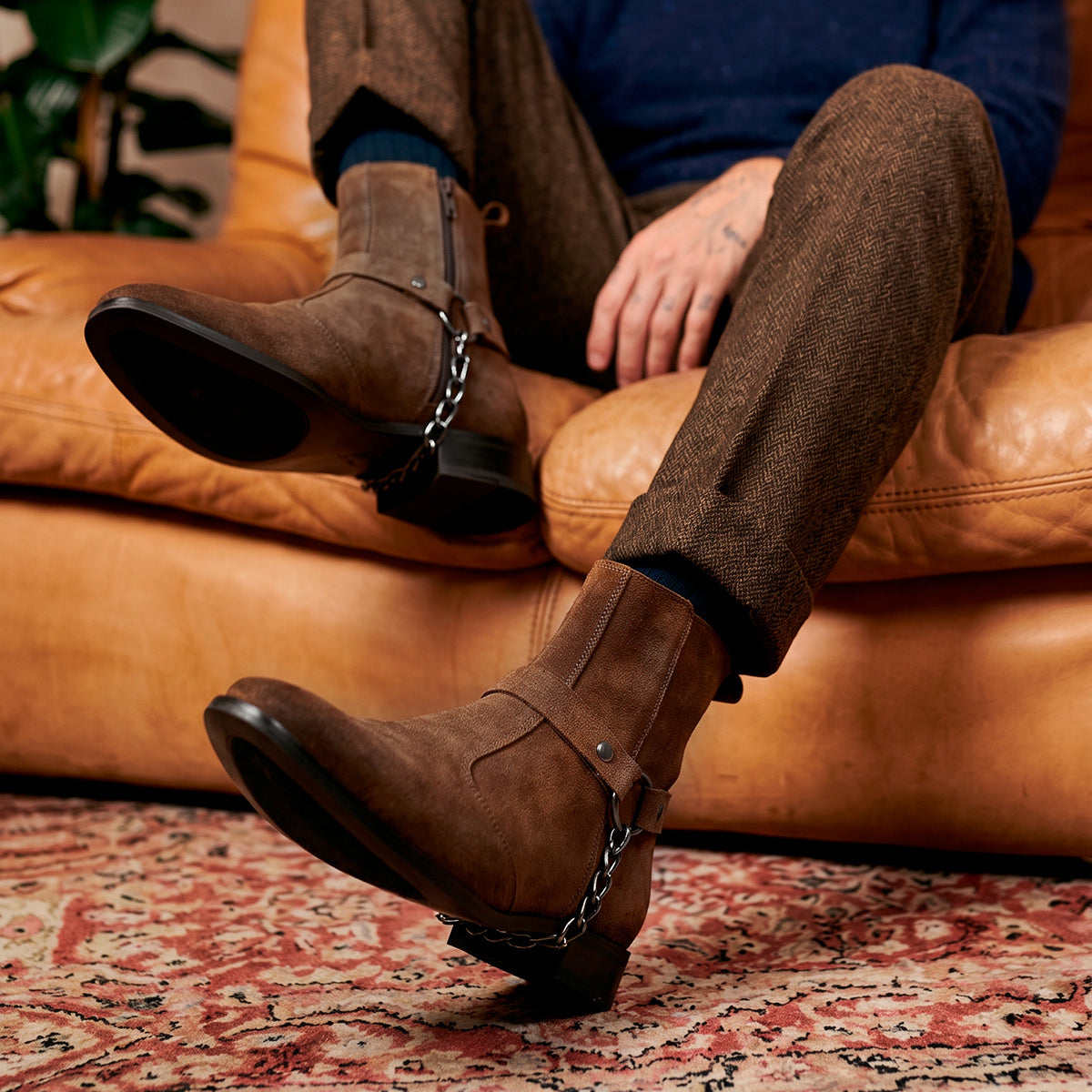 Tobacco Eskel Suede Harness Boots
