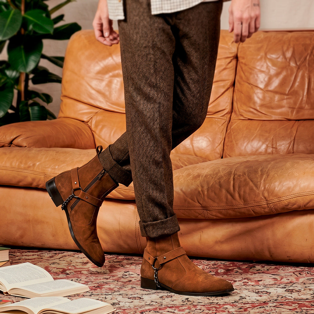 Rust Eskel Suede Harness Boots