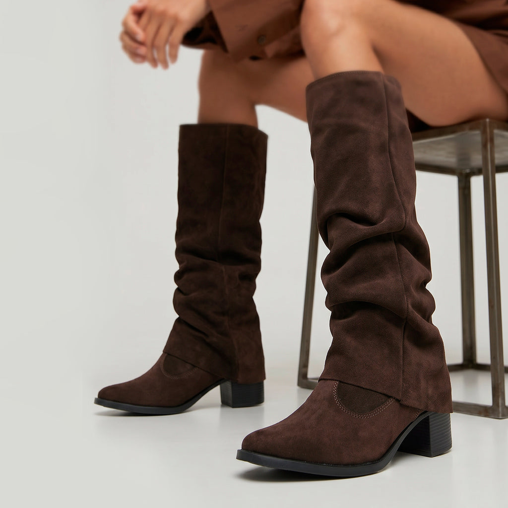 Espresso Siena Suede Slouch Boots