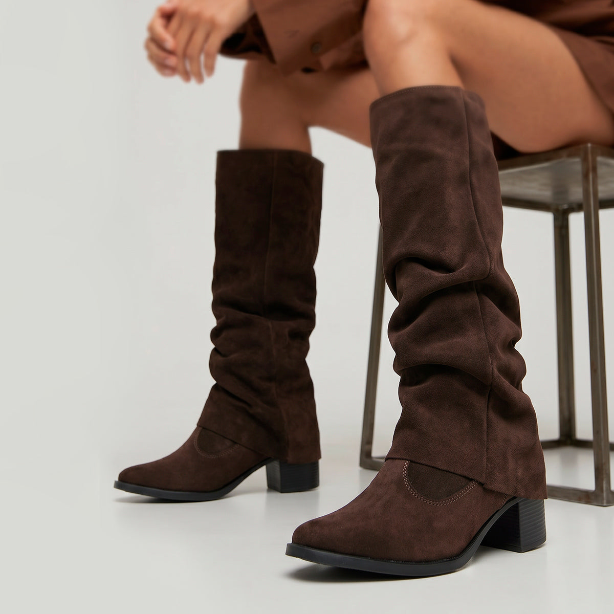 Espresso Siena Suede Slouch Boots