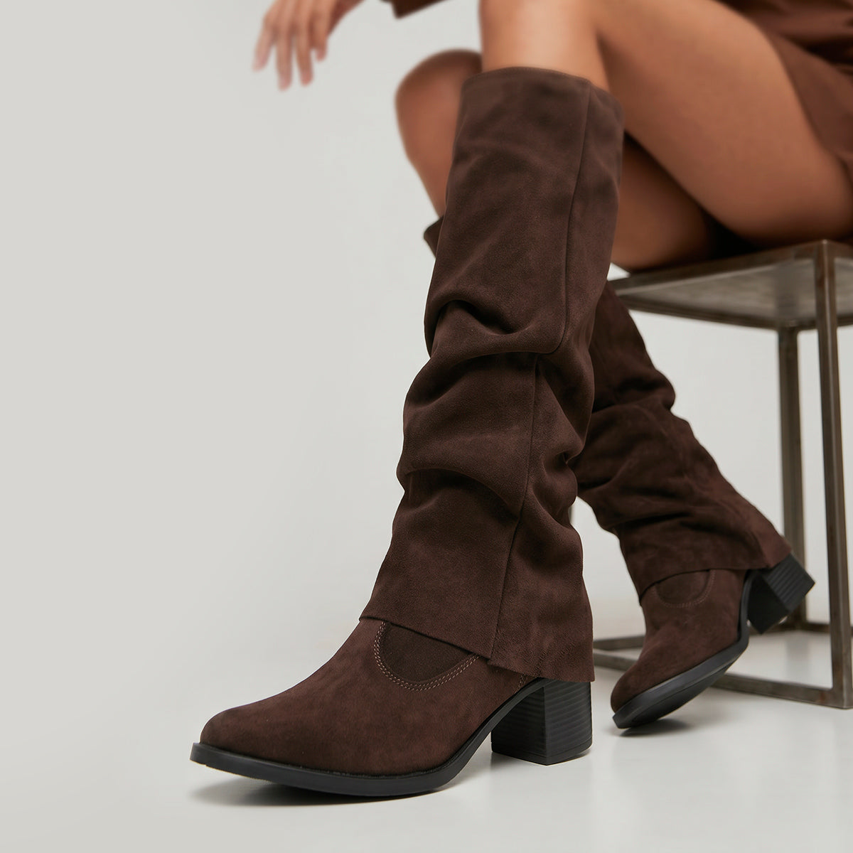 Espresso Siena Suede Slouch Boots