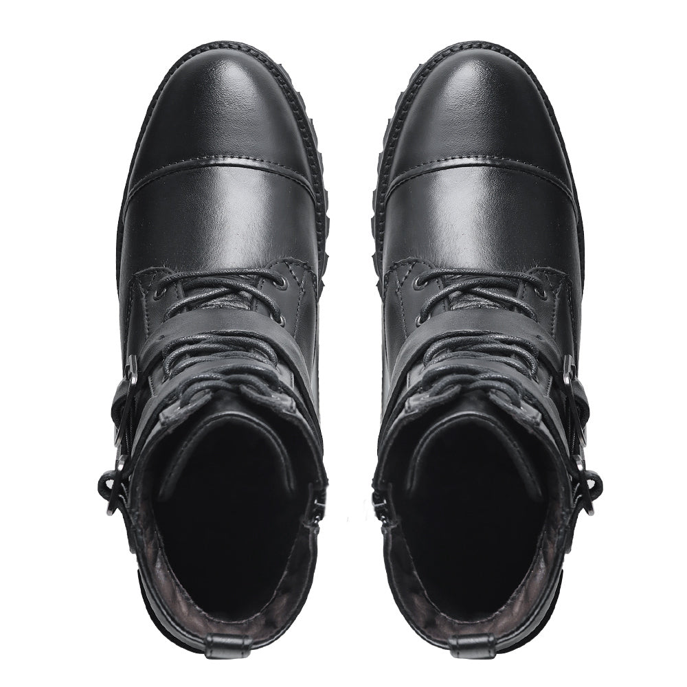 Black Zelda Leather Combat Boots