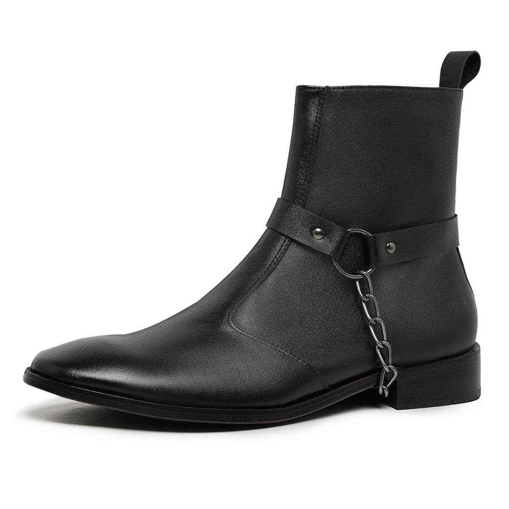 Black Eskel Leather Harness Boots